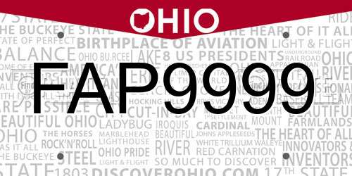 FAP9999 Ohio License Plate