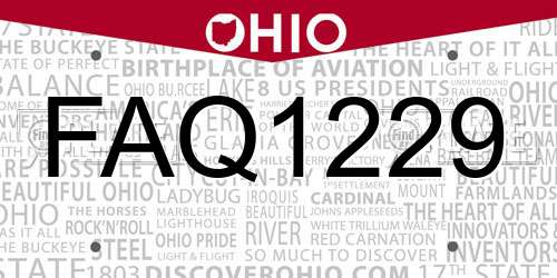 FAQ1229 Ohio License Plate