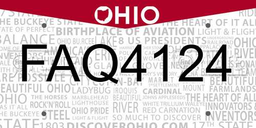 FAQ4124 Ohio License Plate