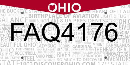 FAQ4176 Ohio License Plate