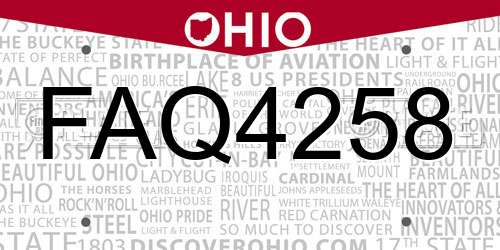 FAQ4258 Ohio License Plate