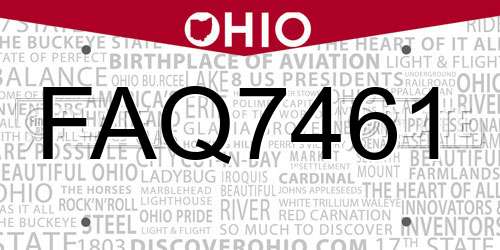 FAQ7461 Ohio License Plate
