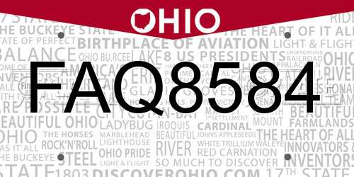 FAQ8584 Ohio License Plate