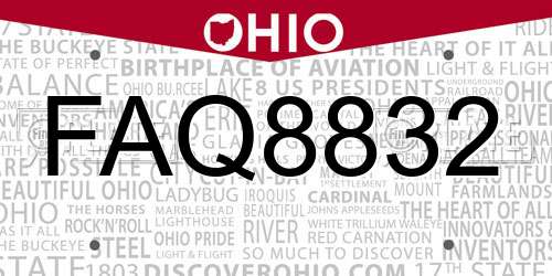 FAQ8832 Ohio License Plate