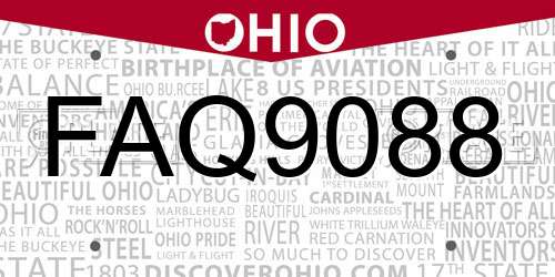 FAQ9088 Ohio License Plate
