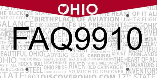 FAQ9910 Ohio License Plate