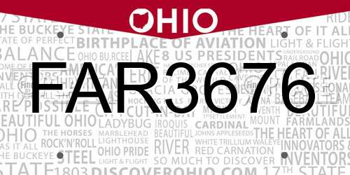 FAR3676 Ohio License Plate