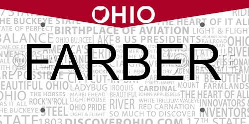 FARBER Ohio License Plate