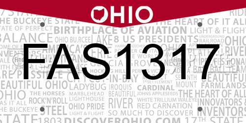 FAS1317 Ohio License Plate