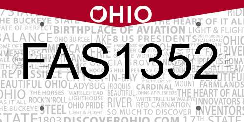 FAS1352 Ohio License Plate
