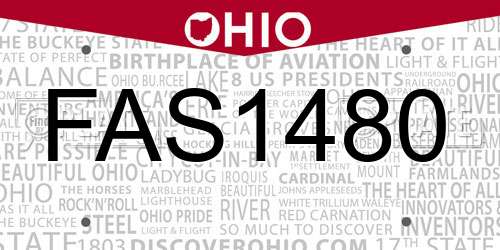 FAS1480 Ohio License Plate