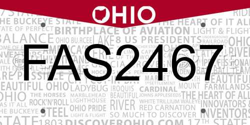 FAS2467 Ohio License Plate