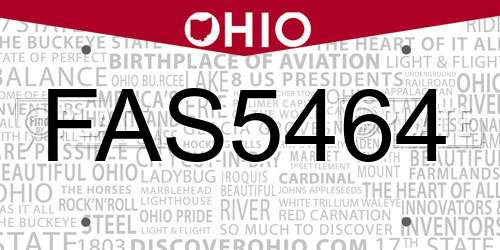 FAS5464 Ohio License Plate