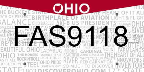 FAS9118 Ohio License Plate