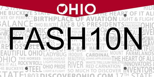 FASH10N Ohio License Plate