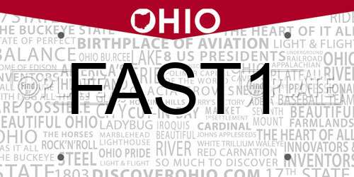 FAST1 Ohio License Plate