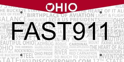 FAST911 Ohio License Plate