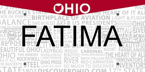 FATIMA Ohio License Plate