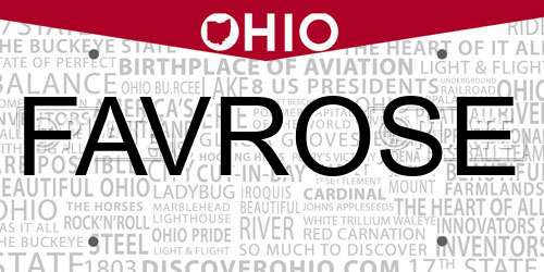FAVROSE Ohio License Plate