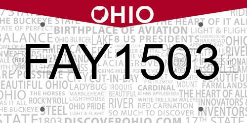FAY1503 Ohio License Plate