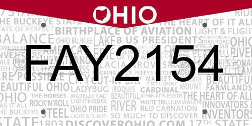 FAY2154 Ohio License Plate