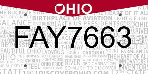FAY7663 Ohio License Plate