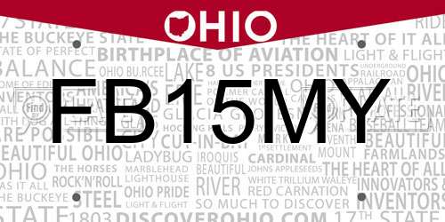 FB15MY Ohio License Plate