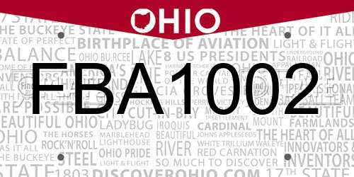 FBA1002 Ohio License Plate