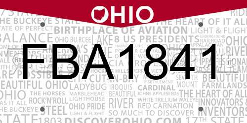 FBA1841 Ohio License Plate