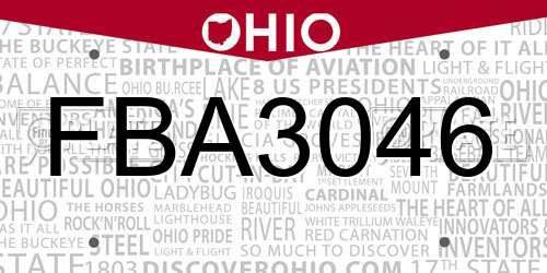 FBA3046 Ohio License Plate
