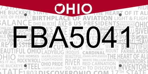 FBA5041 Ohio License Plate