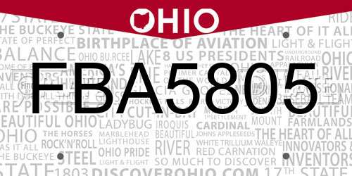 FBA5805 Ohio License Plate