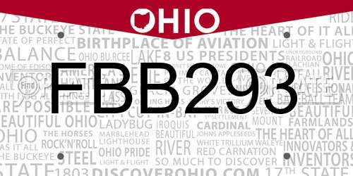 FBB293 Ohio License Plate