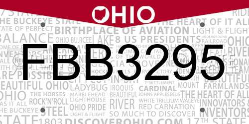 FBB3295 Ohio License Plate