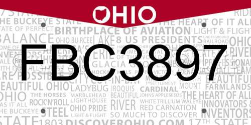 FBC3897 Ohio License Plate