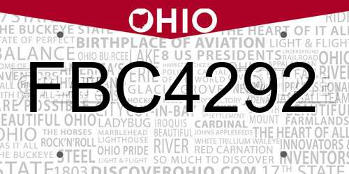 FBC4292 Ohio License Plate