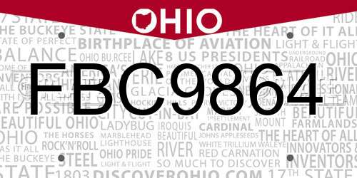 FBC9864 Ohio License Plate