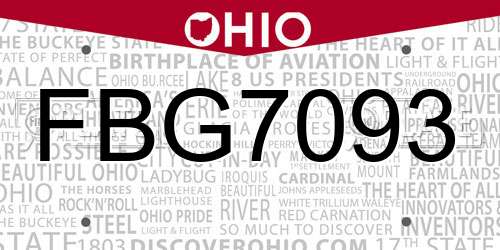 FBG7093 Ohio License Plate
