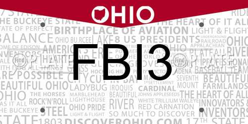 FBI3 Ohio License Plate