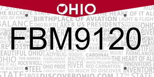 FBM9120 Ohio License Plate