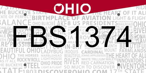 FBS1374 Ohio License Plate
