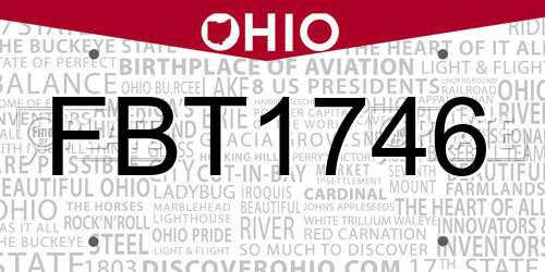 FBT1746 Ohio License Plate
