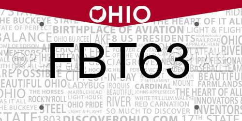 FBT63 Ohio License Plate