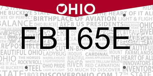 FBT65E Ohio License Plate