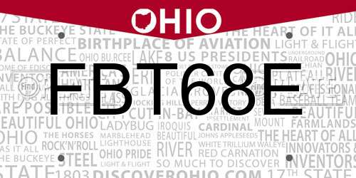 FBT68E Ohio License Plate
