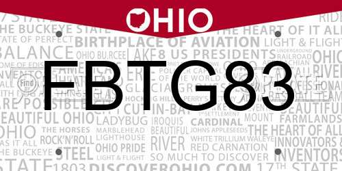 FBTG83 Ohio License Plate