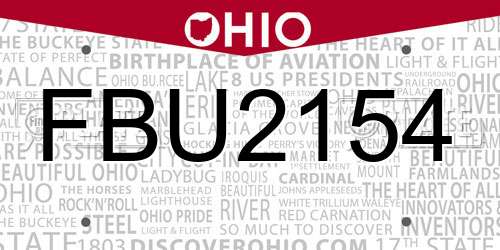 FBU2154 Ohio License Plate