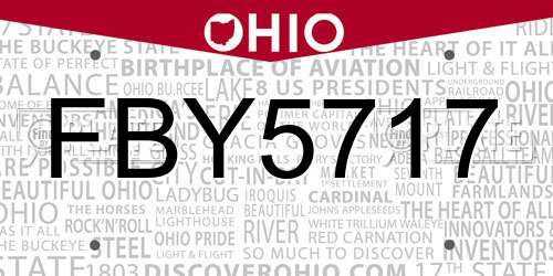 FBY5717 Ohio License Plate