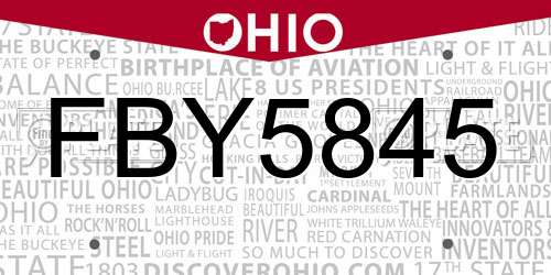 FBY5845 Ohio License Plate