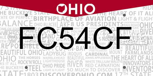 FC54CF Ohio License Plate